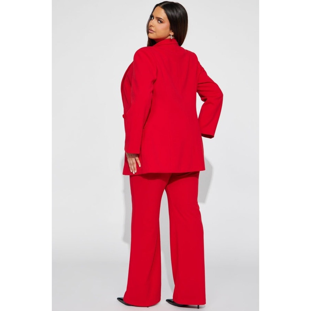 Fashion Nova Women's Red Double Breasted Blazer Wide Leg Pants Suit Set - Picture 3 of 3